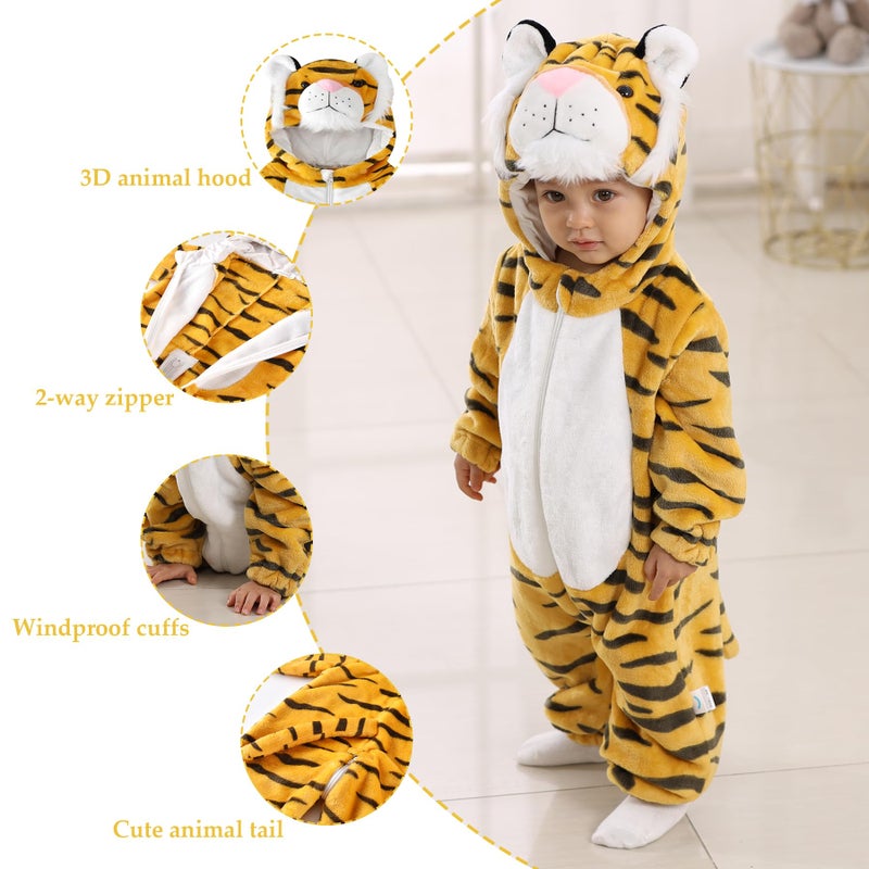 TONWHAR Unisex-Baby Animal Onesie Costume Cartoon Animal Outfit Homewear Kids' One-Piece Rompers(3-6 Months, Tiger) - Image 2